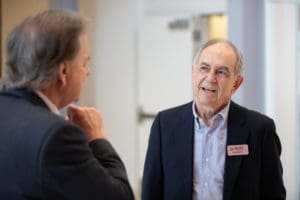 Chancellor John Sharp visits with Zivko Nikolov, Director of NCTM and a Bioprocess Engineering Professor at Texas A&M