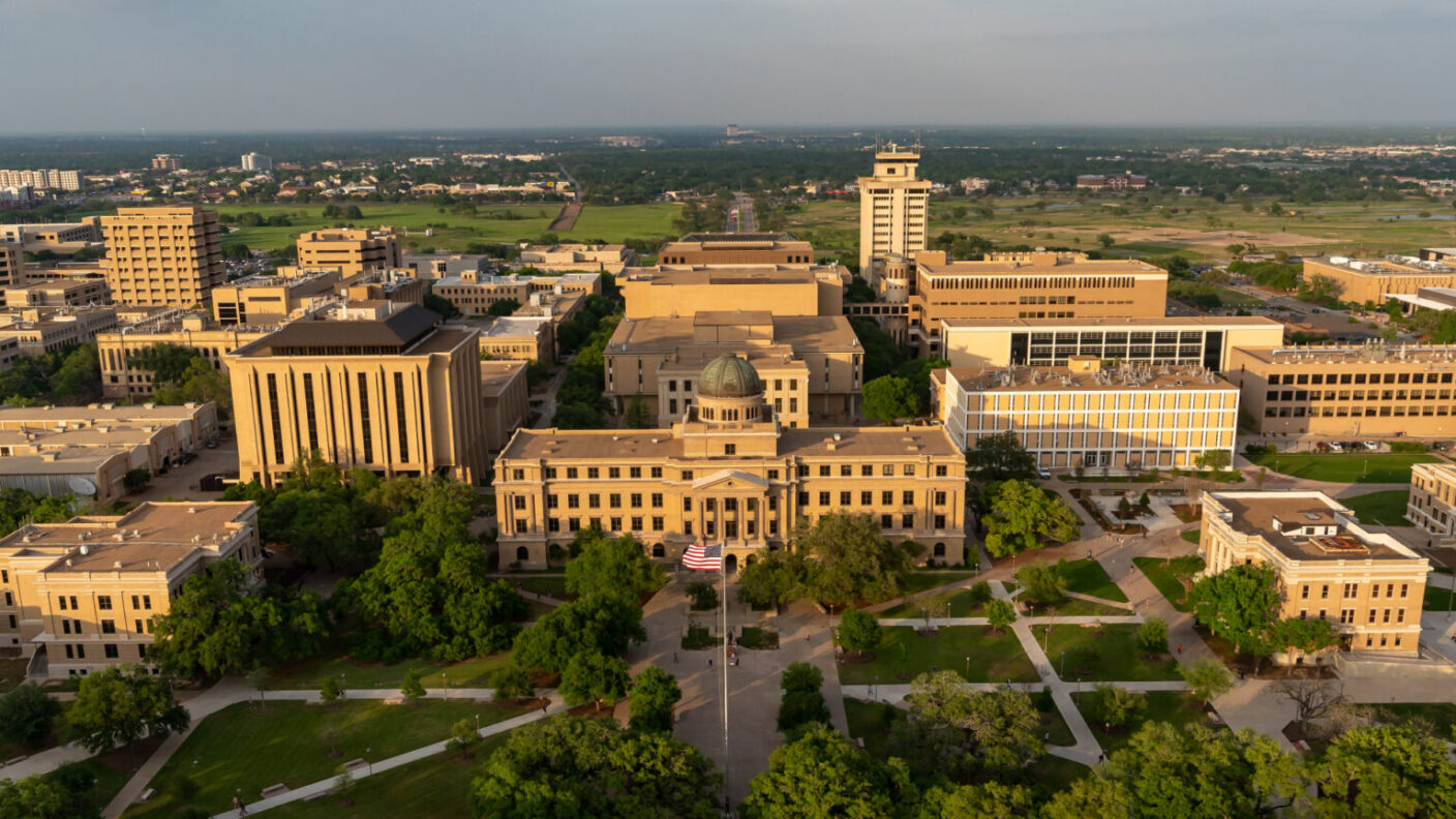 Aerial photo of the campus of Texas A&M University