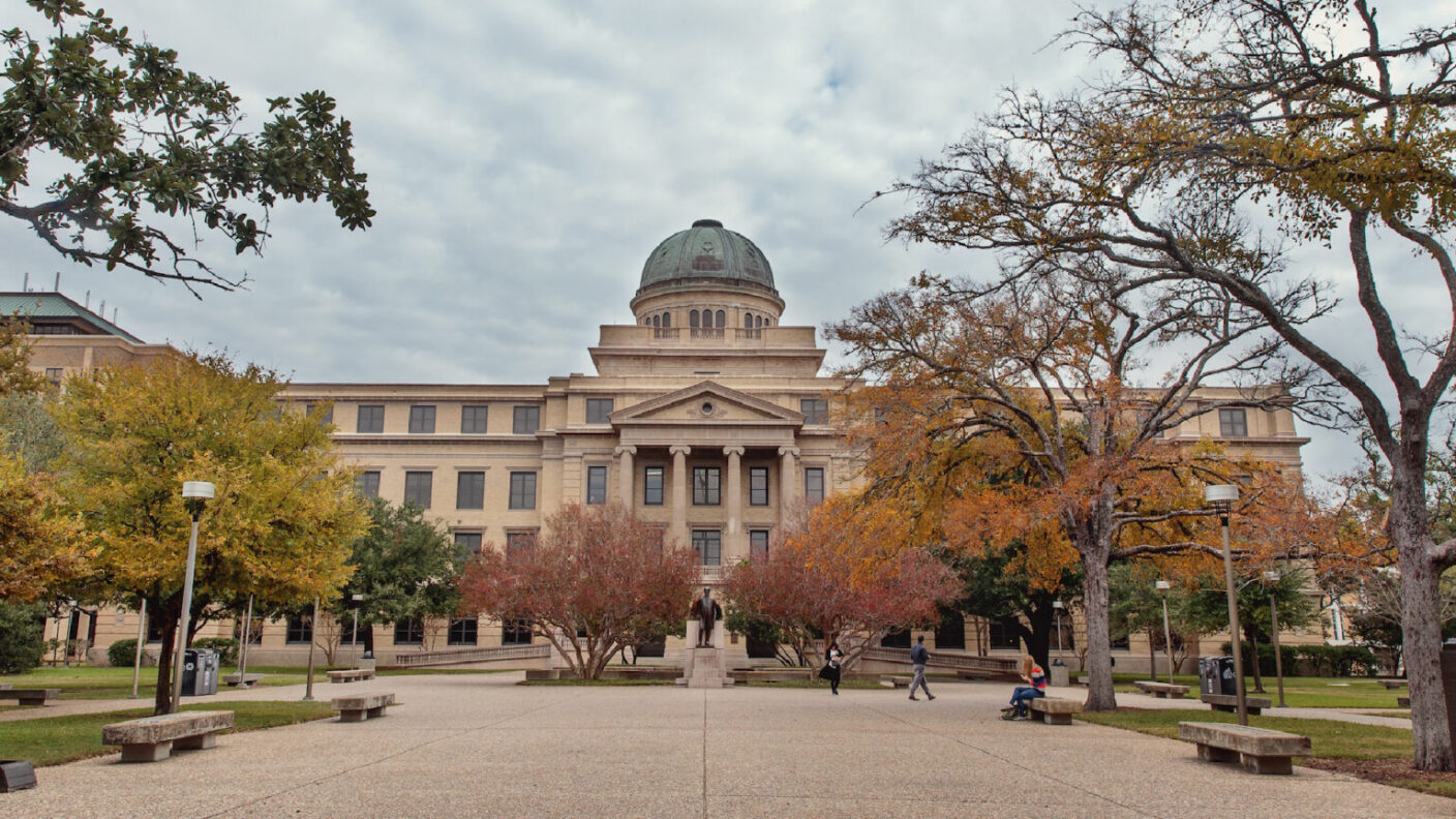 A photo of the Texas A&M University Academic Building.