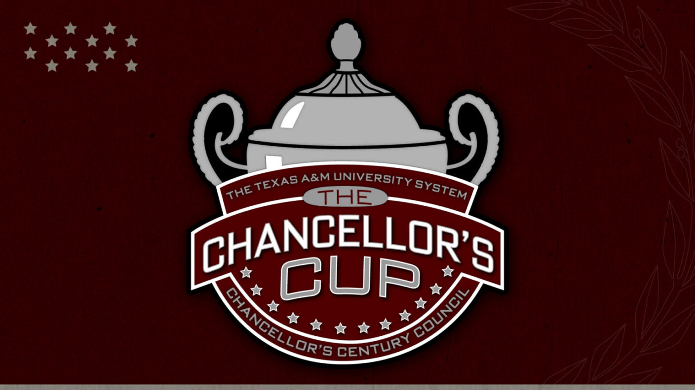 The Chancellor’s Cup logo featuring a silver trophy above a maroon shield with the words “The Chancellor’s Cup,” set against a maroon background.