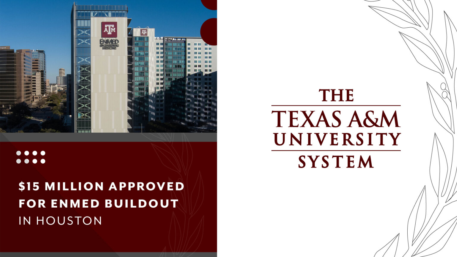image showing enmed engineering medicine building with text saying $15 million approved for buildout