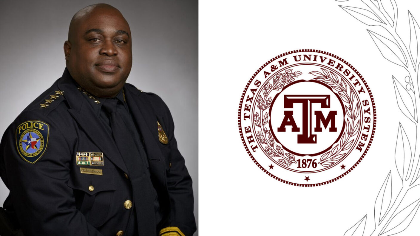 portrait of Dr. Keith Jemison next to the texas university system logo