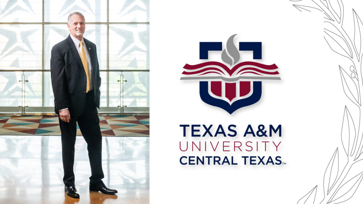picture of richard rhodes next to the logo for texas a*m university central texas