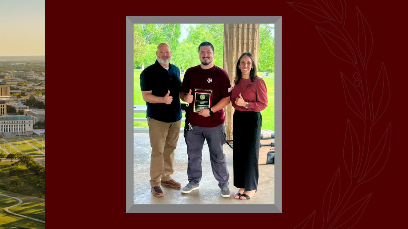 A photo of Student Veteran Charles Gardner receiving the 2026 Student Veteran Excellence Award.