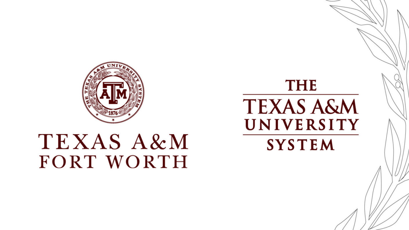 Dual logos for Texas A&M Fort Worth and the texas a & m university system