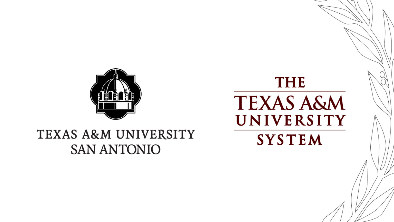 Dual logos for texas A&M san antonio and the texas a&m university system