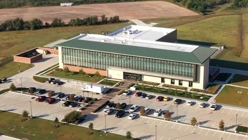 A photo of the Bush Combat Development Complex building from above.