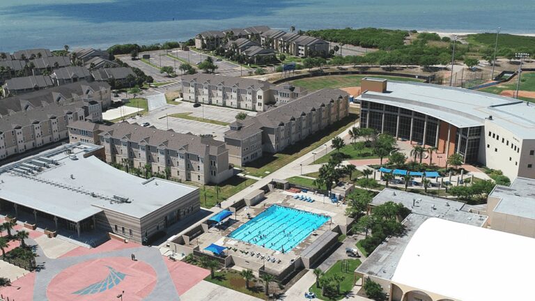 An aerial shot of Texas A&M University in Corpus Christi.